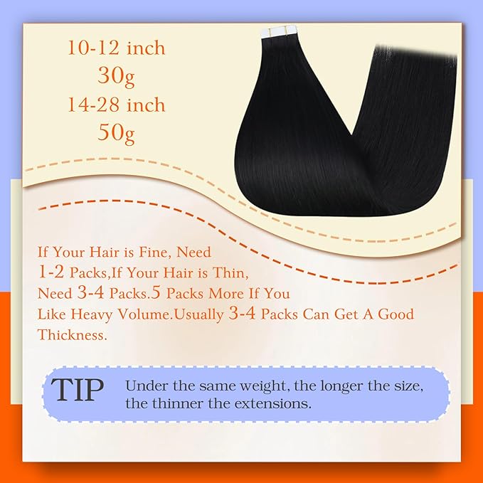 Full Shine Seamless Tape in Real Hair Extensions Color 1 Jet Black Double Sided Tape in Hair Extensions Human Hair 12Inch Short Remy Extension Cut Layered Style 30G 20Pcs Adhesive Tapes ins Thick End