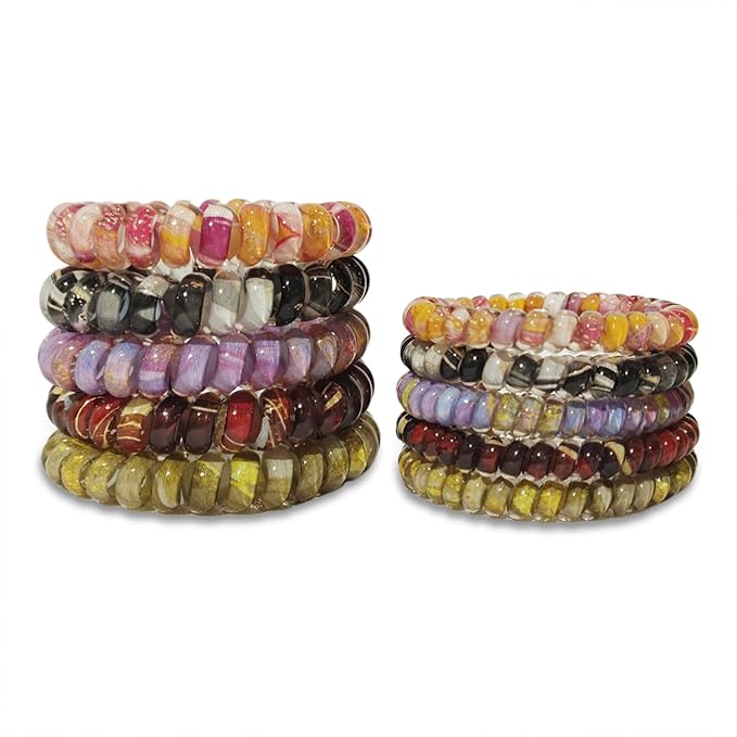 Spiral Coil Hair Ties for Women - No Damage Elastic Hair, Stretchy Phone Cord Hair Bands for Thin & Thick Hair 10-Pack, Assorted Colors -Gifts for Family Member and friends Women SP-6
