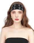 Grommet Headband for Women, Chain Black 20cm Hollow Out Elastic Hair Band, Eyelets Punk Grunge Stylish Hairband