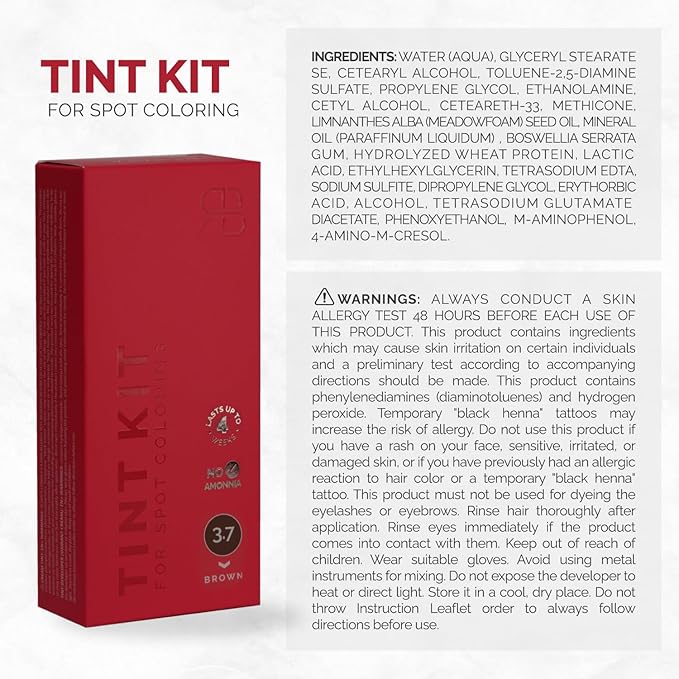 RB RENATA BEAUTY Tint Kit – Cream Hair Dye Kit with Developer and Application Brush for Spot Coloring - Covers Gray Hairs, Smudge-Proof, Long-Lasting Up to 4 Weeks, 20 Applications [Brown]