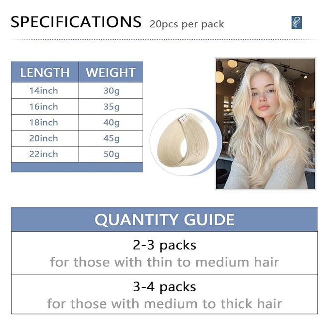 COOKAYU Invisible Tape in Hair Extensions Human Hair, Platinum Blonde 30g 20pcs 14Inch Seamless Extensions Straight Invisi Edge Tape ins