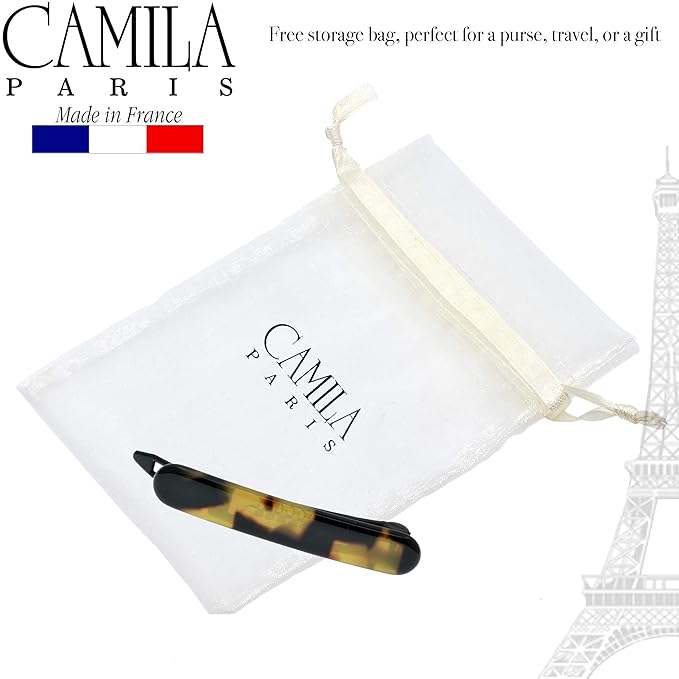 Camila Paris CP2800 French Hair Barrette Clip for Girls, Handmade, Tokyo, Metal-Free Closure Strong Hold Grip Hair Clips for Women, No Slip and Durable Styling Girls Hair Accessories, Made in France