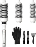 K&K 3 in 1 Thermal Brush Set, Ceramic Hot Brush, Fast Heating Curling Wand for Short, Medium & Long Hair, 5 Temperature Adjustment, Dual Voltage