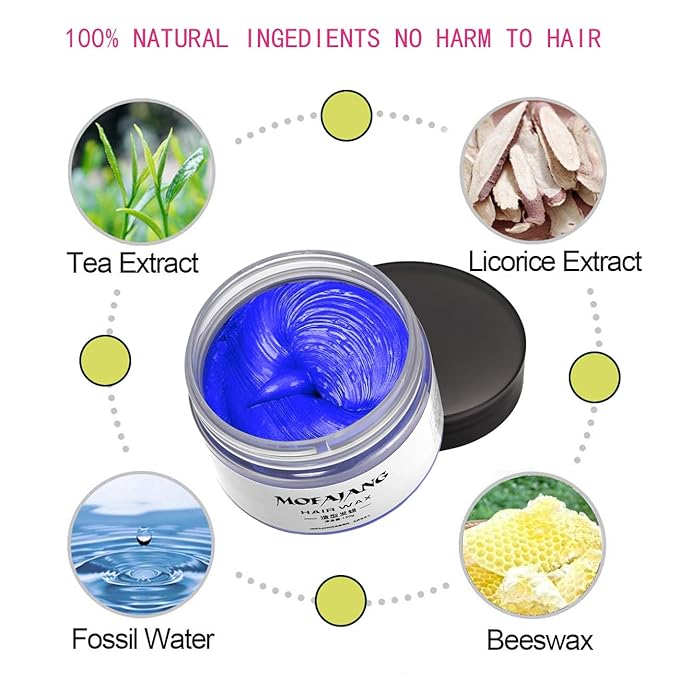 Temporary Hair Color Chalk, Hair Wax Color For Gifts, Birthday,Party, Cosplay DIY, Halloween, Christmas (6, Red Pink Gold Blue Green Purple)