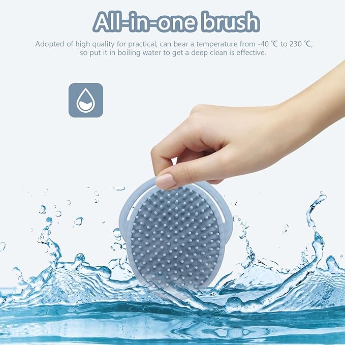 Silicone Massage Brush for Boy Girl and Ergonomic Handheld Shower Brush for Gentle Scalp Shampoo and Body Cleaning for Boys