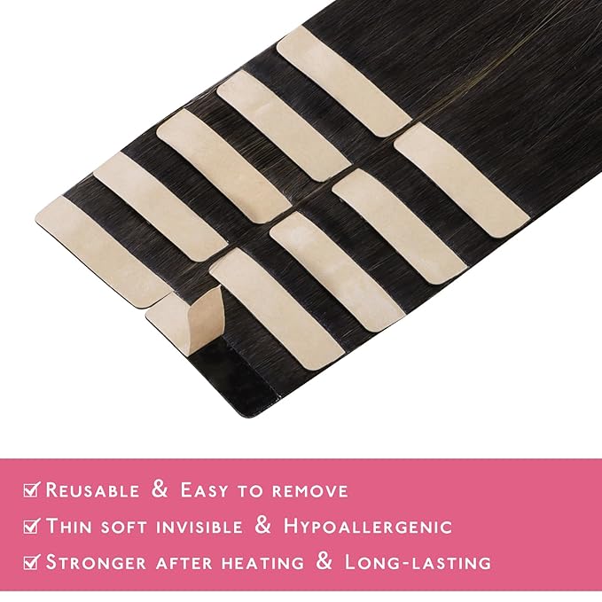 WENNALIFE Tape in Hair Extensions Human Hair Balayage Natural Black to Chestnut Brown Tape in Extensions, 10pcs 25g 16 inch Remy Invisible Tape Ins Straight Soft Real Human Hair Tape in Extensions