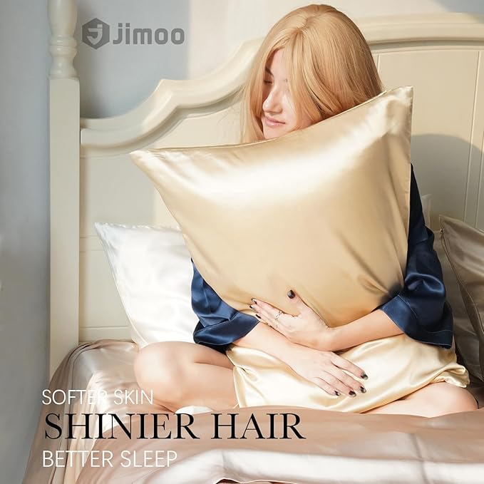 100% Mulberry Silk Pillowcase for Hair and Skin, 22 Momme Natural Silk Pillow Case with Zipper, Both Sided Pure Silk Pillow Cover for Women Mom Men (Beige, Queen 20''×30'')