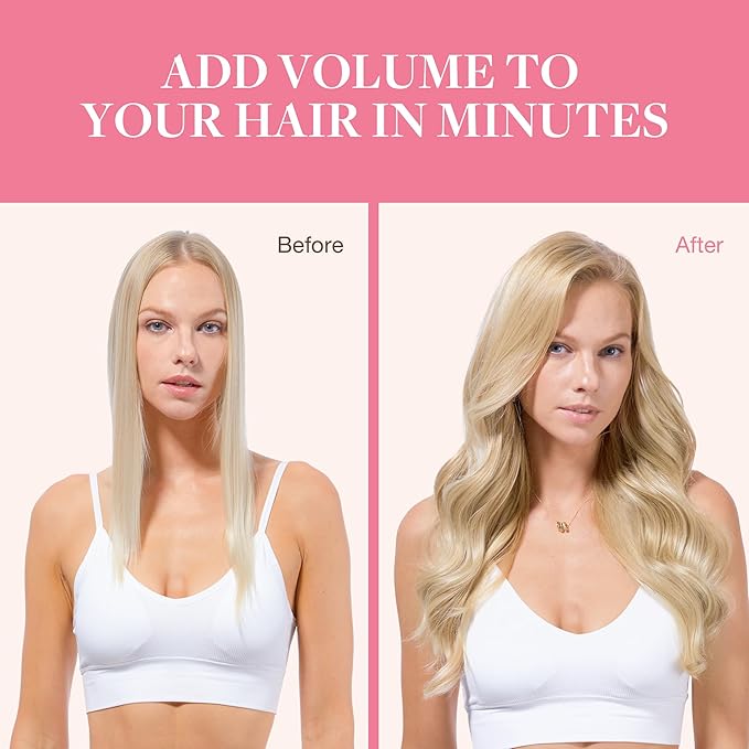 GOO GOO Clip in Hair Extensions Real Human Hair, Remy Human Hair Extensions Clip ins for Women, Natural Human Hair, 24inch 140g 7Pcs, #18A/613A Dark Blonde Highlighted Bleach Blonde