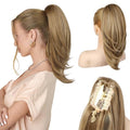 Ponytail Extension – 16” Claw Clip in Ponytail Hair Extensions Natural Soft Synthetic High Pony Tail Hairpieces for Women (Honey Blonde with Highlights, 16 inch)