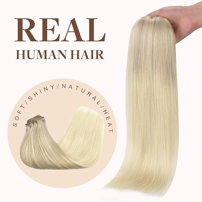 GOO GOO Clip in Hair Extensions Real Human Hair, Remy Human Hair Extensions Clip ins for Women, Natural Human Hair, 20inch 150g 7Pcs, 17/22/60 Balayage Ash Blonde and Platinum Blonde