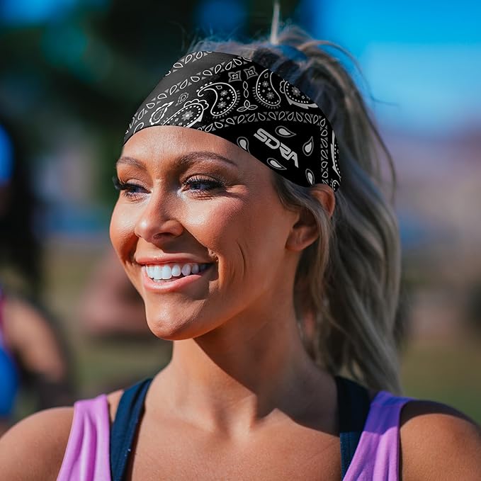 Suddora Paisley Print Bandana Headband, Multi-sport Boho Style Bandana, Non-slip Fabric, Unisex Head Accessory for Bikers