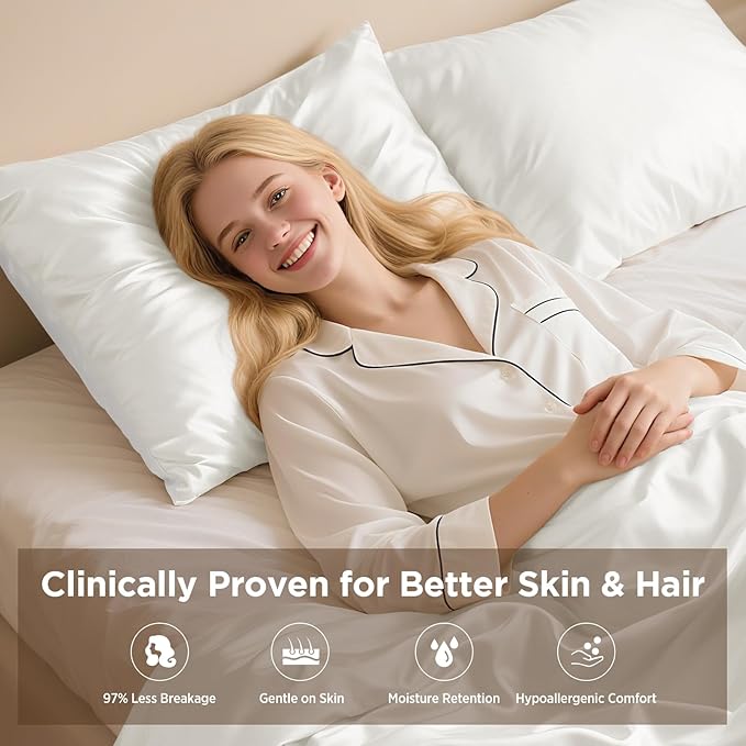 Utukky 100% Mulberry Silk Pillowcase 22 Momme - Ultra Premium 6A Grade Silk Pillow Case - Envelope Enclosure - Breathable Cooling Pillow Cover