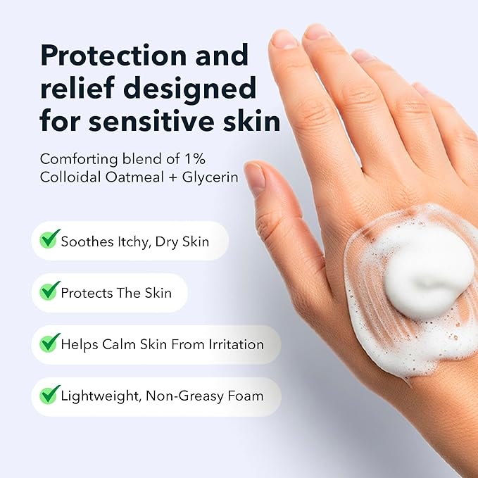 Eczema Relief Foam, Soothing Skin Protectant with 1% Colloidal Oatmeal, Gentle Itch & Rash Relief, Fast-Absorbing Non-Greasy Formula for Sensitive Skin, 100ml (Pack of 2)