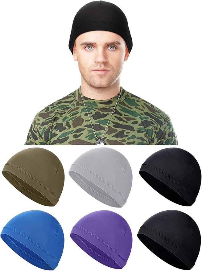 SATINIOR 6 Pcs Cooling Skull Cap Helmet Liner Sweat Wicking Cap Hard Hat Liner Bandana for Men Women Sports Cycling Running