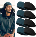 Wide Headbands for Men, Men’s Headbands for Long Hair, Head Bands for Men for Workout, Running, Baseball, Football, Tennis, Basketball, Softball, 8 Pieces