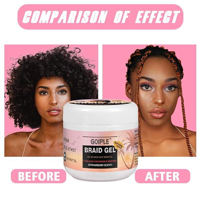 16oz Big Capacity Braid Gel Good for Twist, Locs, Braids, Edge No Flake Extra Hold High Shine Braiding Gel & Edge Control, Loc Gel Long Lasting for Locks, Cornrows Smooths & Tames Frizz
