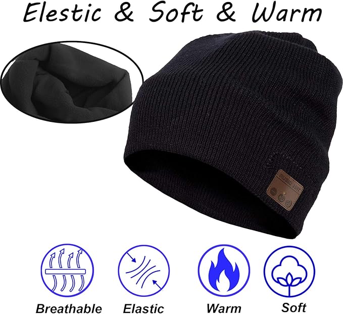 Wireless Hat Music Beanie for Men Women Music Beanie Hat Headphones Headset Speaker Microphone Cap Boys Teens Tech Beanie hat