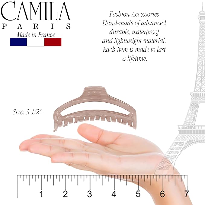 Camila Paris CP3219 French Hair Clip for Women, Medium Narrow, Open, Girls Hair Claw Clips Jaw Fashion Durable and Styling Hair Accessories for Women, Strong Hold No Slip Grip, Made in France