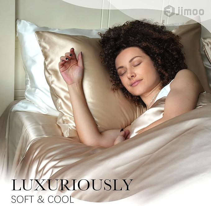 100% Mulberry Silk Pillowcase for Hair and Skin, 22 Momme Pure Natural Silk Pillow Case Both Sided with Zipper, Pillow Cover for Women Mom Men (White, King 20''×36'', 1 Pack)