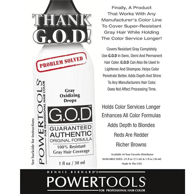 GOD, The Original Gray Oxidizing Drops | Guaranteed Authentic Original Formula l Mix Directly Into Formula For Guaranteed Grey Coverage (1 Fl Oz (Pack of 2))