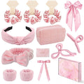 Spa Headband and Wristband Set Top Knotted Headbands Silky Satin Hair Bows Bows Hair Clip Big Hair Claw Clips Butterfly Hair Accessories Satin Silk Scrunchies Quilted Makeup Bag Blank Cards Gift Box