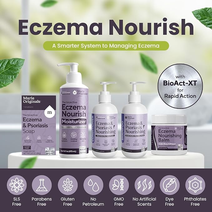 Marie Originals Eczema & Psoriasis Nourishing Shampoo and Conditioner Bundle – Itchy Scalp Relief, Dry Scalp Shampoo & Hydrating Conditioner with Tea Tree, Lavender & Peppermint – 8 oz Each