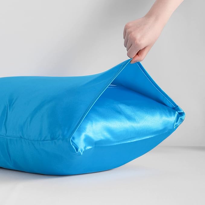 NTBAY 2 Pack Satin Queen Pillowcases for Hair and Skin, Luxurious and Silky Pillow Cases with Envelope Closure, 20x30 Inches, Royal Blue