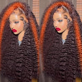 250 density Deep Wave Lace Front Wigs Human Hair Pre Plucked Hairline Glueless Wigs Human for Women 13x6 HD Lace Front Wigs Ginger Orange Curly Human Hair Wig Brazilian Hair 22 Inch
