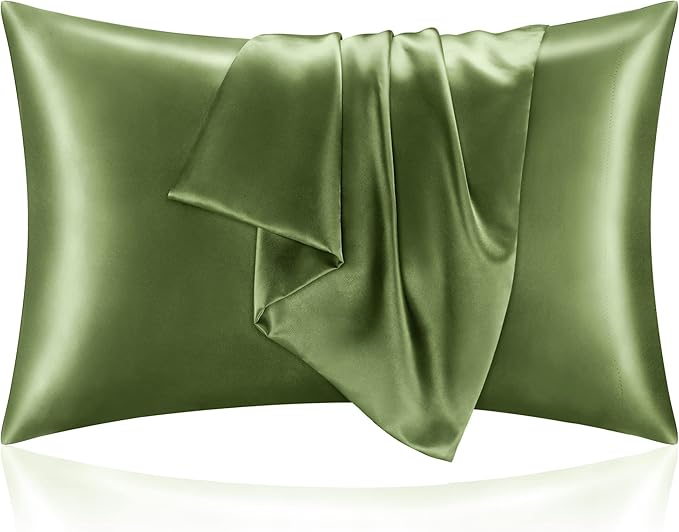 BEDELITE Satin Pillowcase for Hair and Skin, Super Soft and Cooling Similar to Silk Pillow Cases 2 Pack with Envelope Closure, Gift for Women Men(20"x30" Queen Size, Cedar Green)