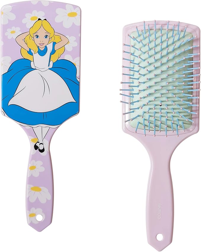 LUV HER Kids Hair Brush & Spa Headband Set for Girls - Features Disney Alice in Wonderland - Fun Grooming Kit for Detangling, Styling & Skincare - Soft & Stretchy One Size, Ages 3+