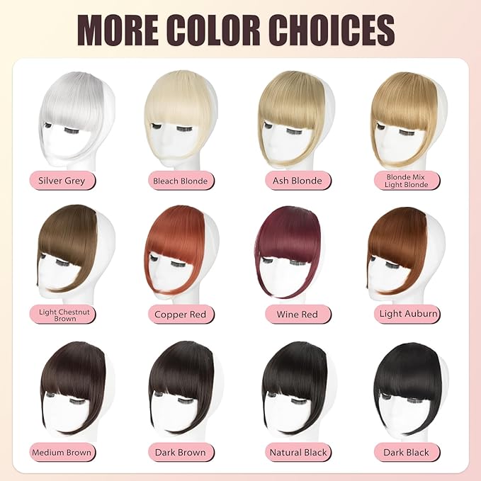 Clip in Bangs, Synthetic French Bangs Hair Clip, Natural Black Fake Bangs Fringe with Temples Hairpieces for Women Natural Curved Hair Extensions for Daily Wear
