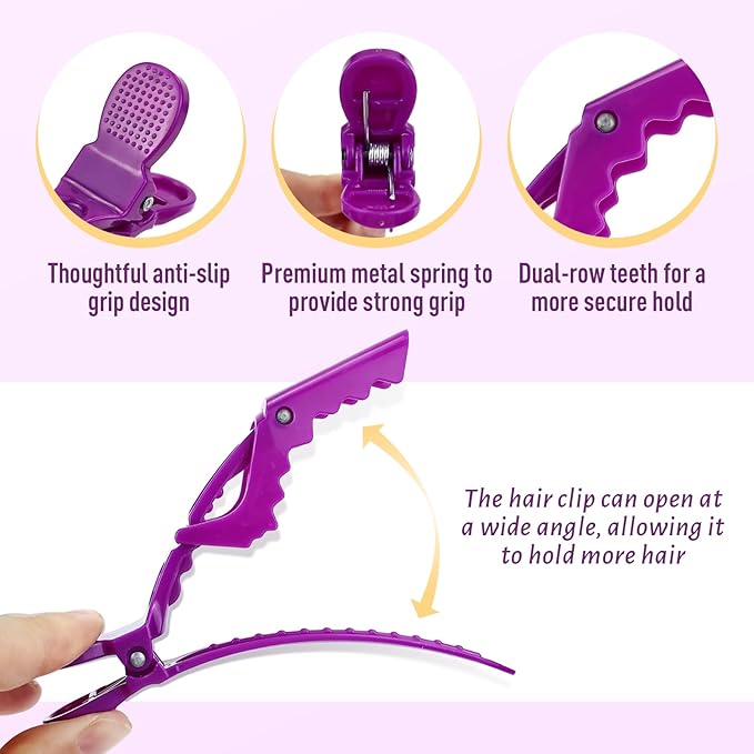 30 Pieces Professional Plastic Alligator Hair Clips for Hair Salon Styling Sectioning Duckbill Hair Clips Barrettes Pins Accessories for Men Women Girls Teens (Multicolor B)