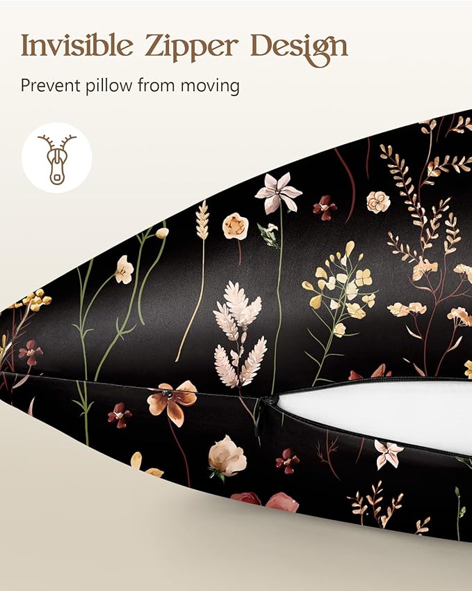 2 Pack Mulberry Silk Pillowcase for Hair and Skin - King Size 20 x 36 Inches with Hidden Zipper BK Grow Flower 19 Momme Soft Sleeping Silk Pillow Case for Women, Moms