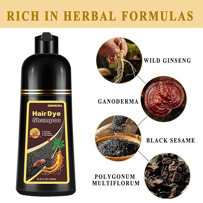 Blonde Brown Hair Dye Shampoo 3 in 1, Long-lasting & Natual Hair Color Shampoo, Herbal Ingredients Natural Shampoo Hair Dye Effect in Minutes for Men Women 500ml