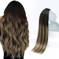 Sunny Hair Tape in Hair Extensions Real Human Hair Invisible Remy Hair Extensions Tape ins for Women Natural Black Ombre Dark Brown Balayage Ash Blonde 18 inch 20Pcs 50G