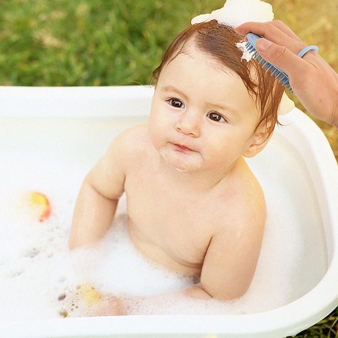 Silicone Massage Brush for Boy Girl and Ergonomic Handheld Shower Brush for Gentle Scalp Shampoo and Body Cleaning for Boys