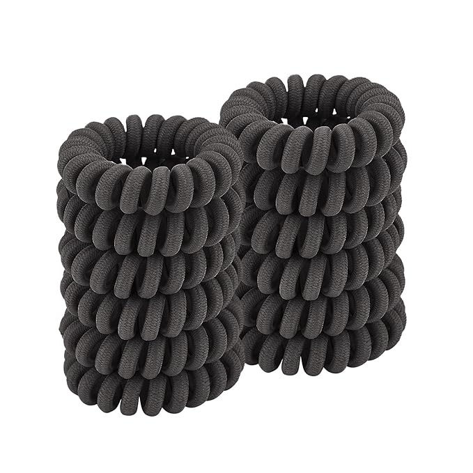 Spiral Cloth Hair Ties for Women (Grey, 12 Pcs) - Coil Ponytail Holders, No Crease Phone Cord Hair Ties for All Hair Types