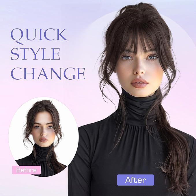 Hairro Clip On Bangs Human Hair Bangs Hair Clip In Bangs 3D 360°Cover Topper With Bangs Wispy Air Bangs Hair Pieces Fake Bangs For Women 8 Inches 10g #06 Light Brown