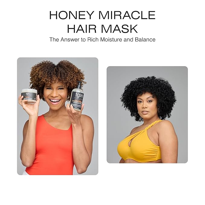 tgin Honey Miracle Hair Mask for Natural, Dry, Curly Type 3c and 4c Hair - 12 oz - Deep Conditioner