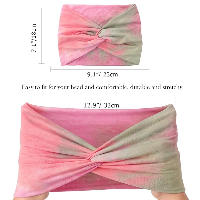 DRESHOW 4 Pack Turban Headbands for Women Wide Vintage Head Wraps Knotted Cute Hair Band Accessories