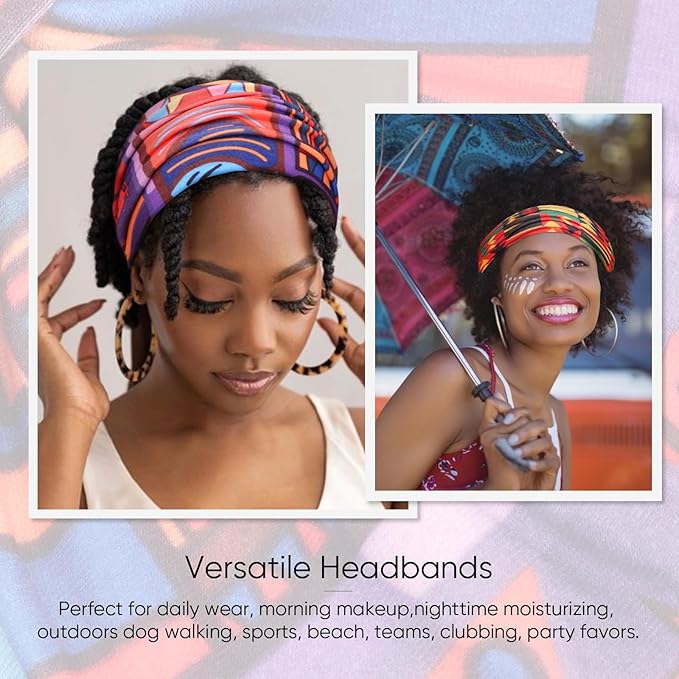 DRESHOW Wide Headbands for Women Knotted Turban Hairbands Boho Head Bands for Women's Hair Non-Slip Yoga Workout Hair Accessories 4 Pack