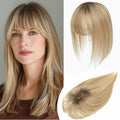 YAMI Hair Toppers for Women Real Human Hair Toppers for Women with Thinning Hair Topper with Bangs (Honey Blonde with Dark Brown Root)