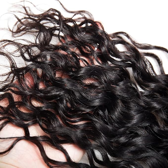 Bundles Human Hair Color 1B Water Wave Bundles Niegmeag Brazilian Virgin Remy Hair 1 Bundle 12 Inch Natural Black Wet and Wavy Bundle Double Weft Hair Weave