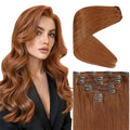 Ve Sunny Clip in Hair Extensions Real Human Hair Double Weft Remy Hair Clip in Extensions Human Hair for Women Full Head Ginger Copper 7pcs 22 inch 120g