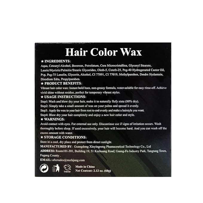 Orange Hair Wax, Temporary Hair Color Wax, Nourishing & Washable Hair Color for Kids, Women and Men 2.12 Oz.