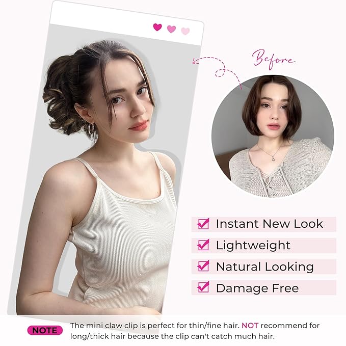 REECHO 9" Short Ponytail Extension, Classic Loose Curly Wavy Claw Clip Pony tails Hair Extensions HP001 Hairpieces for Women (Dark Brown)