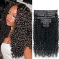 Seamless Curly Clip in Hair Extensions Real Human Hair Brazilian Virgin Human Hair Clip in Extensions 8Pcs Seamless Clip ins for Black Women with 18Clips PU Skin Weft 120g 20inch Natural Black