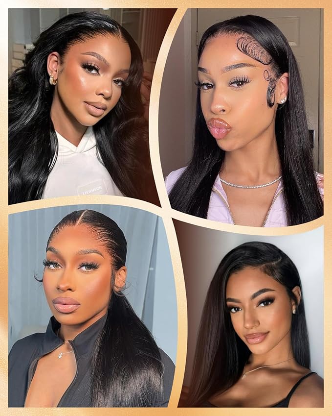 Arabella 13x6 Glueless Wigs Human Hair Pre Plucked Pre Cut Lace Upgraded Ear to Ear Full HD Lace Front Wigs Human Hair 210% Density Straight Wear and Go Glueless Wig Drawstring Wig Human Hair 22 Inch