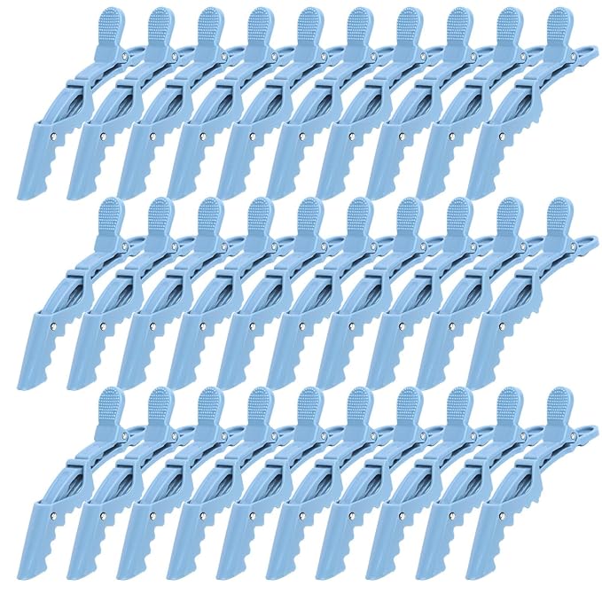 30 Pack Blue Alligator Hair Clips for Styling Sectioning Large Salon Pro Hair Clips for Barber Hair Coloring, Cutting, Sectioning Big Gator Clips Hair Styling Accessories for Women Men