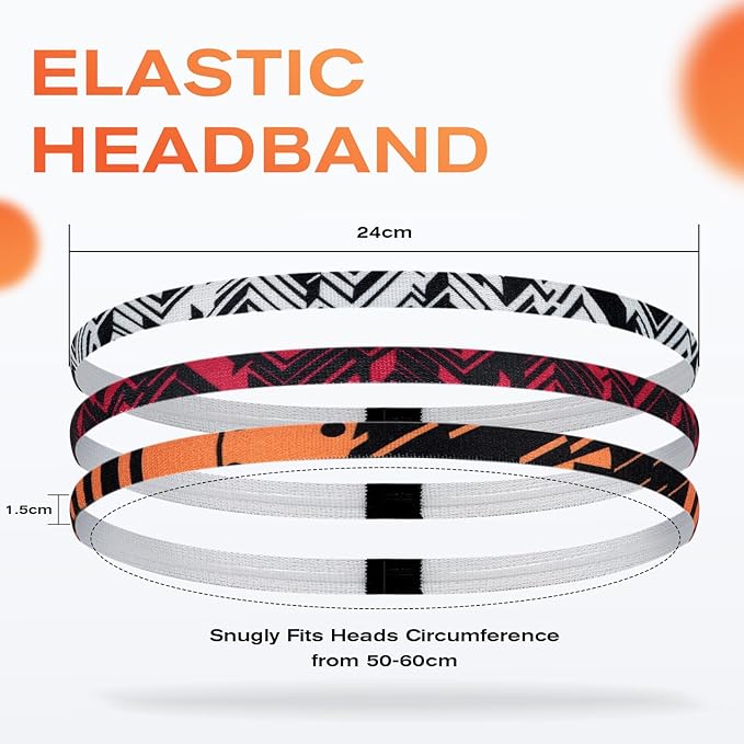 Headbands for Women, 5 PCS Unisex Sports Hair Band, Thin Hair Band Boys & Children, Elastic Headband Men's Sports Non-Slip Headbands, Thin Hair Bands for Football, Yoga, Running